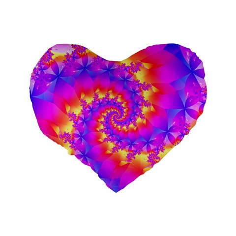 Colorful Psychedelic Spiral Fractal Standard 16  Premium Flano Heart Shape Cushion  from ArtsNow.com Back