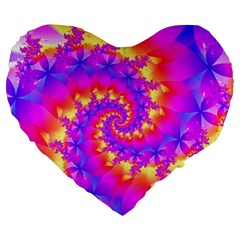 Colorful Psychedelic Spiral Fractal Large 19  Premium Flano Heart Shape Cushion from ArtsNow.com Front