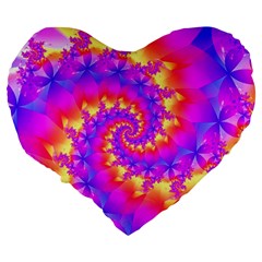 Colorful Psychedelic Spiral Fractal Large 19  Premium Flano Heart Shape Cushion from ArtsNow.com Back