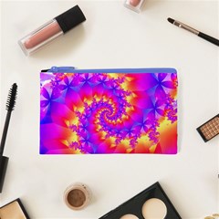 Colorful Psychedelic Spiral Fractal Cosmetic Bag (XS) from ArtsNow.com Front