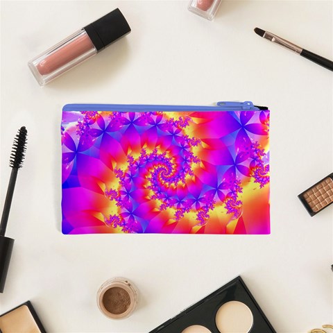 Colorful Psychedelic Spiral Fractal Cosmetic Bag (XS) from ArtsNow.com Back