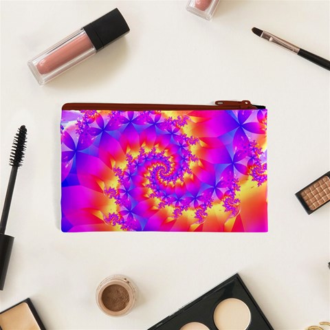 Colorful Psychedelic Spiral Fractal Cosmetic Bag (XS) from ArtsNow.com Back