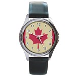 grunge canadian flag  Round Metal Watch