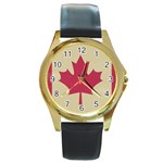 grunge canadian flag  Round Gold Metal Watch