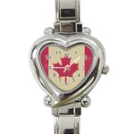 grunge canadian flag  Heart Italian Charm Watch