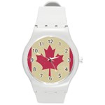 grunge canadian flag  Round Plastic Sport Watch (M)