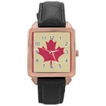 grunge canadian flag  Rose Gold Leather Watch 