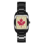 grunge canadian flag  Stainless Steel Barrel Watch