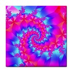 Colorful Pink and Blue Spiral Fractal Tile Coaster