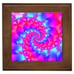 Colorful Pink and Blue Spiral Fractal Framed Tile