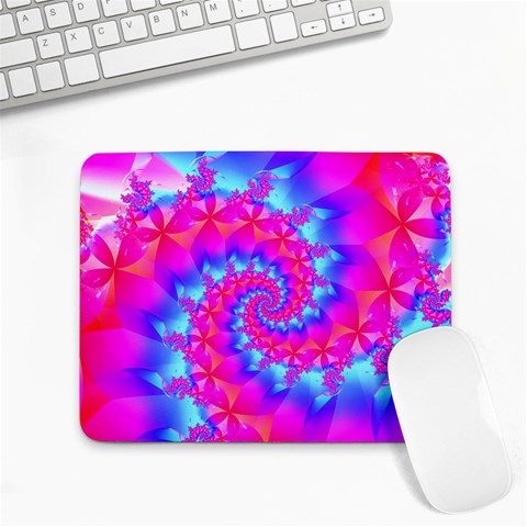 Colorful Pink and Blue Spiral Fractal Small Mousepad from ArtsNow.com Front