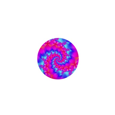 Colorful Pink and Blue Spiral Fractal 1  Mini Button from ArtsNow.com Front