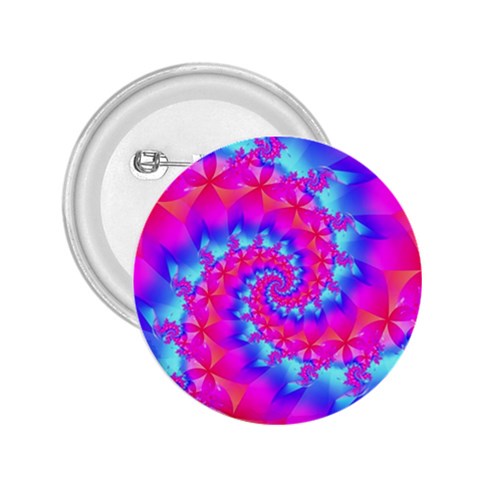 Colorful Pink and Blue Spiral Fractal 2.25  Button from ArtsNow.com Front