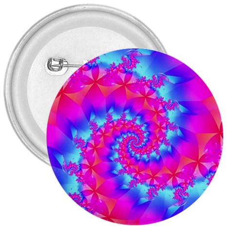 Colorful Pink and Blue Spiral Fractal 3  Button from ArtsNow.com Front