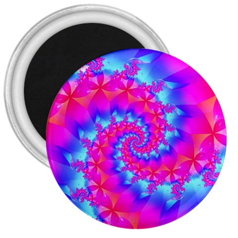 Colorful Pink and Blue Spiral Fractal 3  Magnet from ArtsNow.com Front