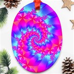 Colorful Pink and Blue Spiral Fractal Ornament (Oval)