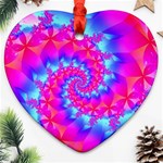 Colorful Pink and Blue Spiral Fractal Ornament (Heart)