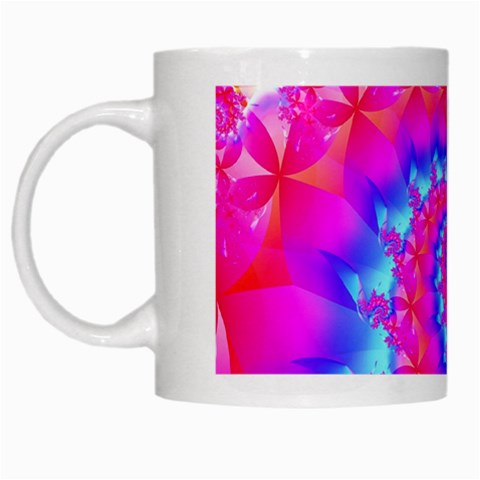 Colorful Pink and Blue Spiral Fractal White Mug from ArtsNow.com Left