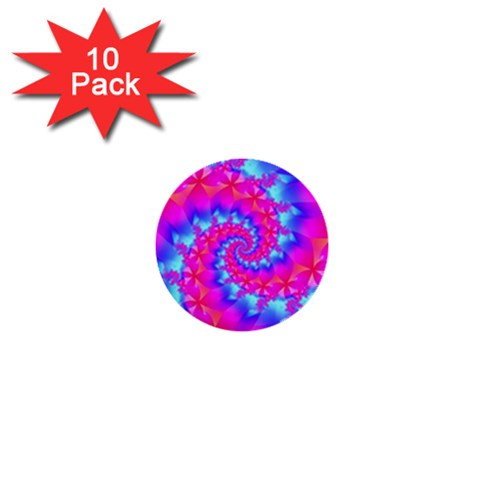 Colorful Pink and Blue Spiral Fractal 1  Mini Button (10 pack)  from ArtsNow.com Front