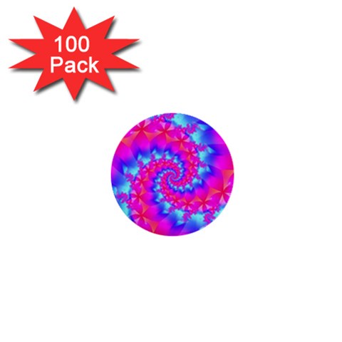 Colorful Pink and Blue Spiral Fractal 1  Mini Button (100 pack)  from ArtsNow.com Front