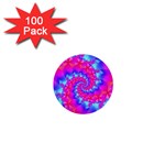 Colorful Pink and Blue Spiral Fractal 1  Mini Button (100 pack) 