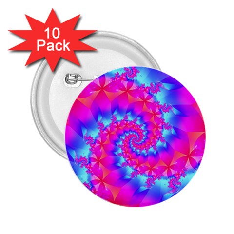 Colorful Pink and Blue Spiral Fractal 2.25  Button (10 pack) from ArtsNow.com Front