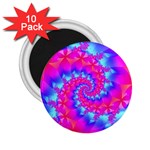 Colorful Pink and Blue Spiral Fractal 2.25  Magnet (10 pack)