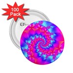 Colorful Pink and Blue Spiral Fractal 2.25  Button (100 pack)