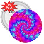 Colorful Pink and Blue Spiral Fractal 3  Button (10 pack)