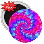 Colorful Pink and Blue Spiral Fractal 3  Magnet (10 pack)