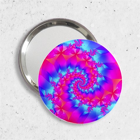 Colorful Pink and Blue Spiral Fractal 2.25  Handbag Mirror from ArtsNow.com Front