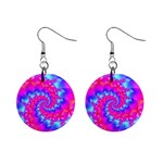 Colorful Pink and Blue Spiral Fractal 1  Button Earrings