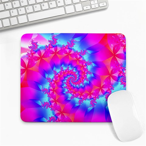 Colorful Pink and Blue Spiral Fractal Large Mousepad from ArtsNow.com Front