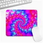 Colorful Pink and Blue Spiral Fractal Large Mousepad