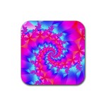 Colorful Pink and Blue Spiral Fractal Rubber Coaster (Square)