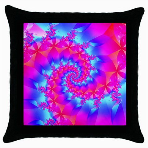 Colorful Pink and Blue Spiral Fractal Throw Pillow Case (Black) from ArtsNow.com Front