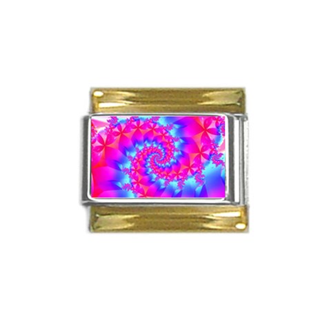 Colorful Pink and Blue Spiral Fractal Gold Trim Italian Charm (9mm) from ArtsNow.com Front