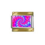 Colorful Pink and Blue Spiral Fractal Gold Trim Italian Charm (9mm)