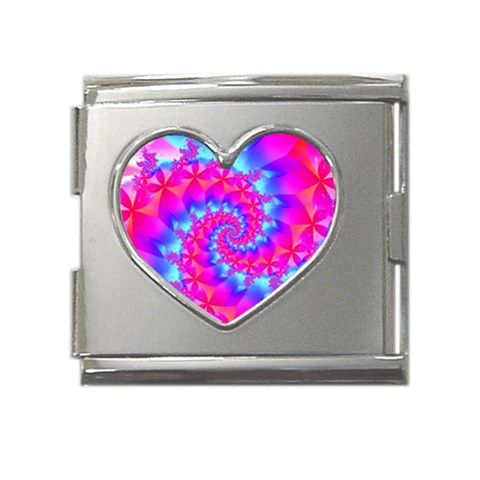 Colorful Pink and Blue Spiral Fractal Mega Link Heart Italian Charm (18mm) from ArtsNow.com Front