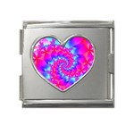 Colorful Pink and Blue Spiral Fractal Mega Link Heart Italian Charm (18mm)