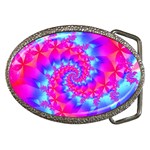 Colorful Pink and Blue Spiral Fractal Belt Buckle