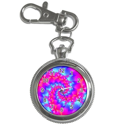 Colorful Pink and Blue Spiral Fractal Key Chain Watch from ArtsNow.com Front