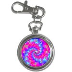 Colorful Pink and Blue Spiral Fractal Key Chain Watch