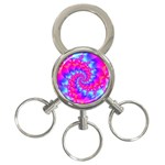 Colorful Pink and Blue Spiral Fractal 3-Ring Key Chain