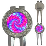 Colorful Pink and Blue Spiral Fractal 3-in-1 Golf Divot