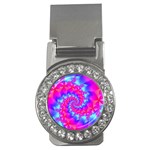 Colorful Pink and Blue Spiral Fractal Money Clip (CZ)