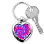 Colorful Pink and Blue Spiral Fractal Key Chain (Heart)