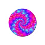 Colorful Pink and Blue Spiral Fractal Rubber Coaster (Round)