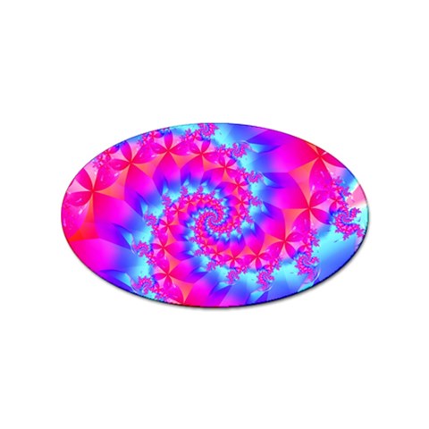 Colorful Pink and Blue Spiral Fractal Sticker (Oval) from ArtsNow.com Front