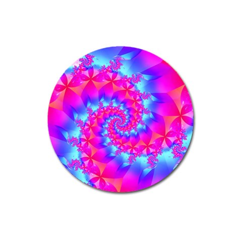 Colorful Pink and Blue Spiral Fractal Magnet 3  (Round) from ArtsNow.com Front